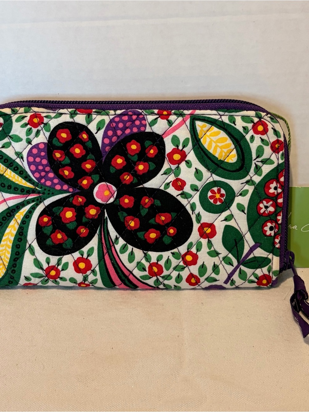 Vera Bradley Purple Floral Zip Wallet/ wrislet option